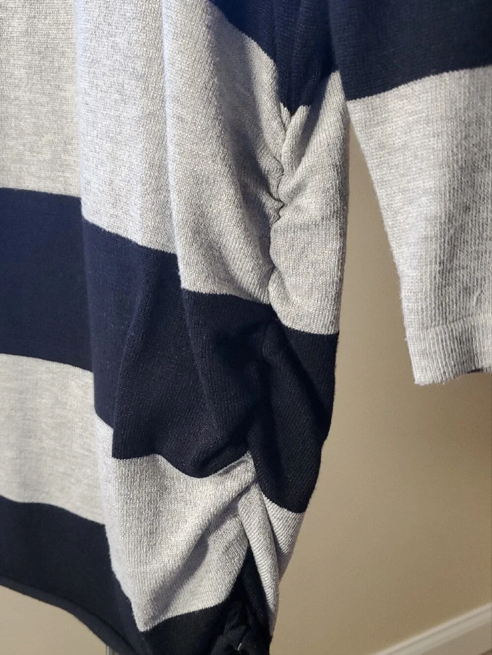 Striped Black and Light Gray Boatneck Top
